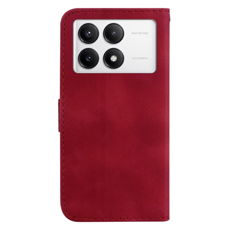 For Xiaomi Redmi K70 / K70 Pro Seven-shaped Embossed Leather Phone Case(Red) - K70 Cases by buy2fix | Online Shopping UK | buy2fix