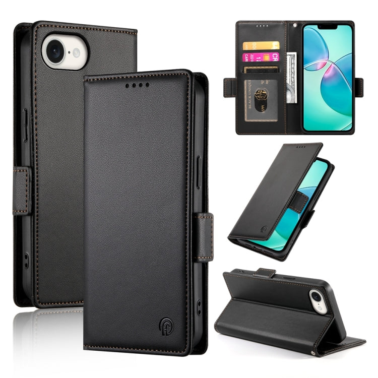 For iPhone SE 2024 Side Buckle Magnetic Frosted Leather Phone Case(Black) - More iPhone Cases by buy2fix | Online Shopping UK | buy2fix