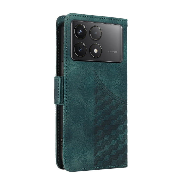 For Redmi K70 / K70 Pro Embossed Rhombus Starry Leather Phone Case(Green) - K70 Pro Cases by buy2fix | Online Shopping UK | buy2fix