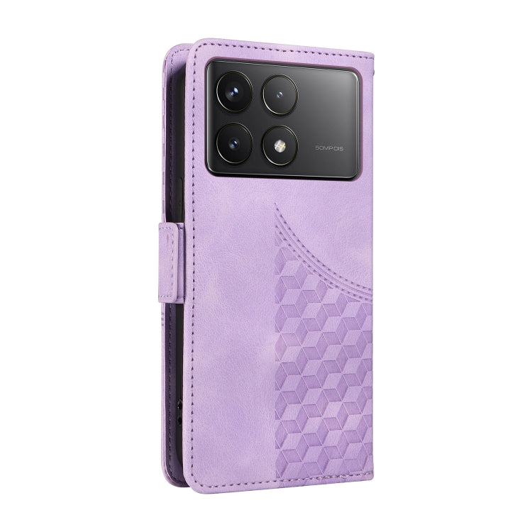 For Redmi K70 / K70 Pro Embossed Rhombus Starry Leather Phone Case(Purple) - K70 Pro Cases by buy2fix | Online Shopping UK | buy2fix