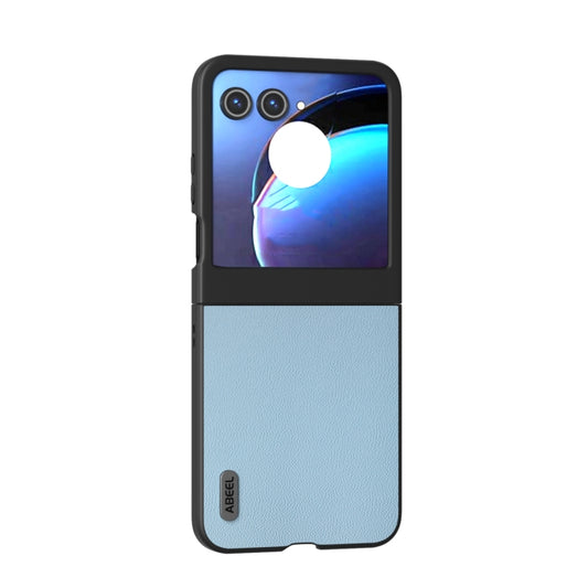 For Motorola Razr 50 ABEEL Genuine Leather Elegant Phone Case(Sky Blue) - Motorola Cases by buy2fix | Online Shopping UK | buy2fix