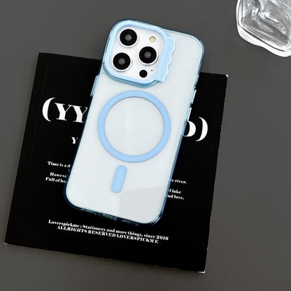 For iPhone 15 Pro MagSafe Colorful Wavy Circle PC Hybrid TPU Phone Case(Blue) - iPhone 15 Pro Cases by buy2fix | Online Shopping UK | buy2fix