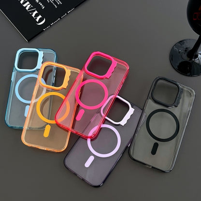 For iPhone 15 Pro MagSafe Colorful Wavy Circle PC Hybrid TPU Phone Case(Blue) - iPhone 15 Pro Cases by buy2fix | Online Shopping UK | buy2fix