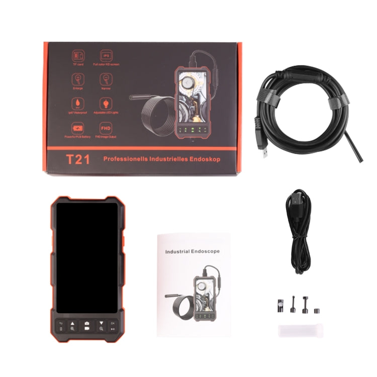 T21 4.5 inch IPS Color Screen 8mm Single Camera Split Hard Cable Industrial Endoscope, Length:10m(Black Red) -  by buy2fix | Online Shopping UK | buy2fix