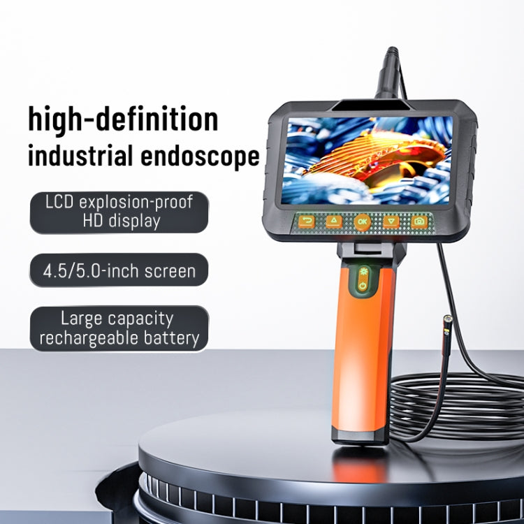 T27 5 inch IPS Color Screen 7.9mm Dual Camera Handheld Hard Cable HD Industrial Endoscope, Length:1m(Orange Black) -  by buy2fix | Online Shopping UK | buy2fix