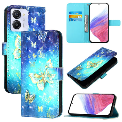 For Blackview Color 8 3D Painting Horizontal Flip Leather Phone Case(Golden Butterfly) - More Brand by buy2fix | Online Shopping UK | buy2fix
