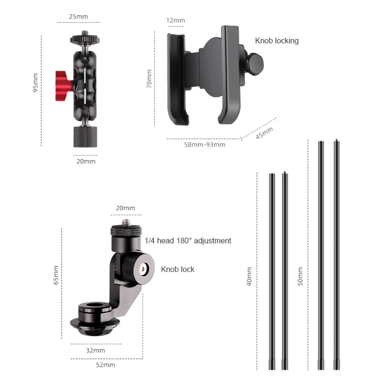 Bicycle Handlebar Holder Stem Bracket 50cm Rod Set - Bicycle Handlebar Mount by buy2fix | Online Shopping UK | buy2fix