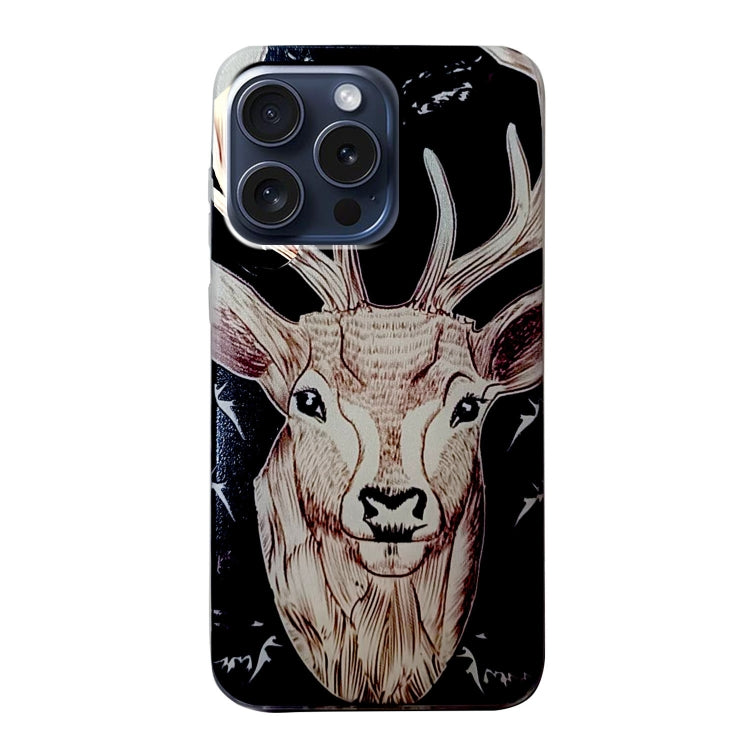 For iPhone 16 Pro Max Colored Drawing Pattern TPU Phone Case(Deer) - iPhone 16 Pro Max Cases by buy2fix | Online Shopping UK | buy2fix