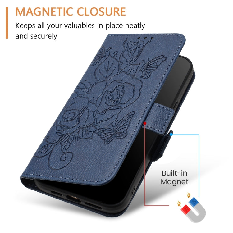 For Redmi K70 Ultra 5G Global Embossed Rose RFID Anti-theft Leather Phone Case(Dark Blue) - Xiaomi Cases by buy2fix | Online Shopping UK | buy2fix