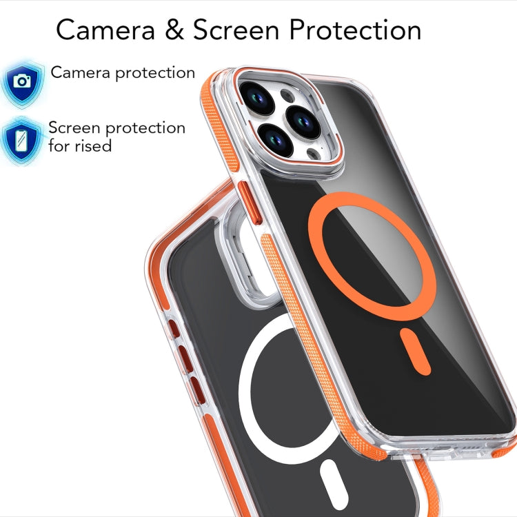 For iPhone 16 Pro Max Magsafe Dual-Color Transparent Black Lens Holder Phone Case(White) - iPhone 16 Pro Max Cases by buy2fix | Online Shopping UK | buy2fix