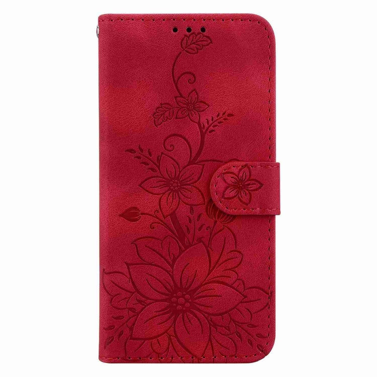 For Samsung Galaxy S25+ 5G Lily Embossed Leather Phone Case(Red) - Galaxy S25+ 5G Cases by buy2fix | Online Shopping UK | buy2fix