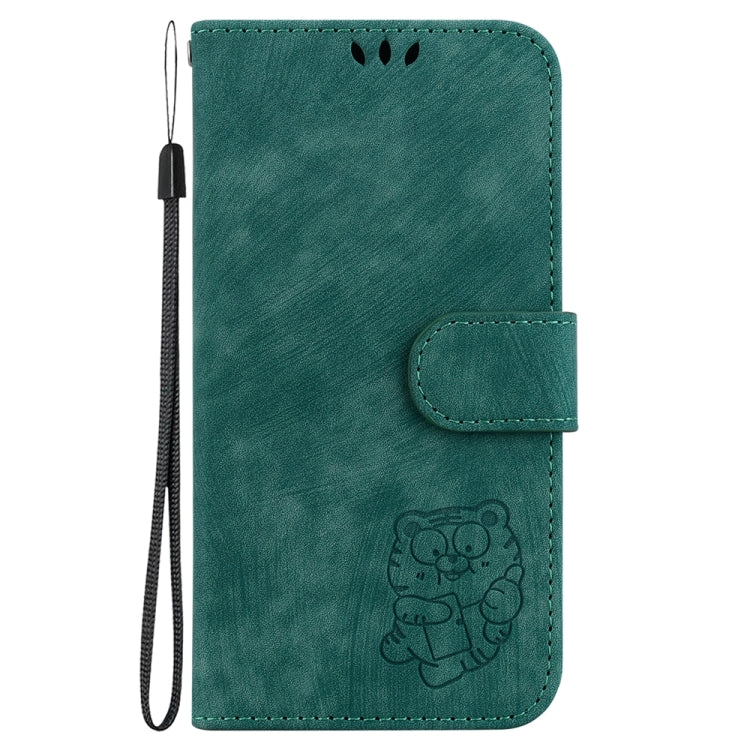 For Samsung Galaxy S25 Ultra 5G Little Tiger Embossed Leather Phone Case(Green) - Galaxy S24 Ultra 5G Cases by buy2fix | Online Shopping UK | buy2fix