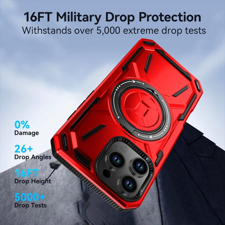 For iPhone 16 Plus Armor II Series MagSafe Magnetic Holder Phone Case(Red) - iPhone 16 Plus Cases by buy2fix | Online Shopping UK | buy2fix