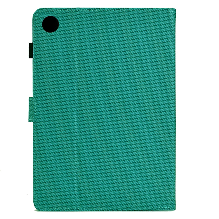 For Samsung Galaxy Tab A9 Solid Color Fiber Texture Smart Tablet Leather Case(Lake Green) - Galaxy Tab A9 by buy2fix | Online Shopping UK | buy2fix