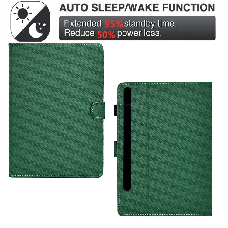 For Samsung Galaxy Tab S9 / S9 FE Solid Color Fiber Texture Smart Tablet Leather Case(Green) - Galaxy Tab S9 Cases by buy2fix | Online Shopping UK | buy2fix