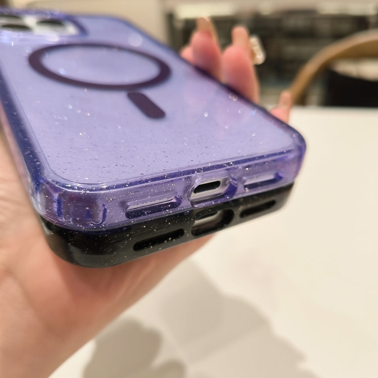 For iPhone 13 Pro Max Glitter Powder TPU Hybrid PC MagSafe Phone Case(Purple) - iPhone 13 Pro Max Cases by buy2fix | Online Shopping UK | buy2fix