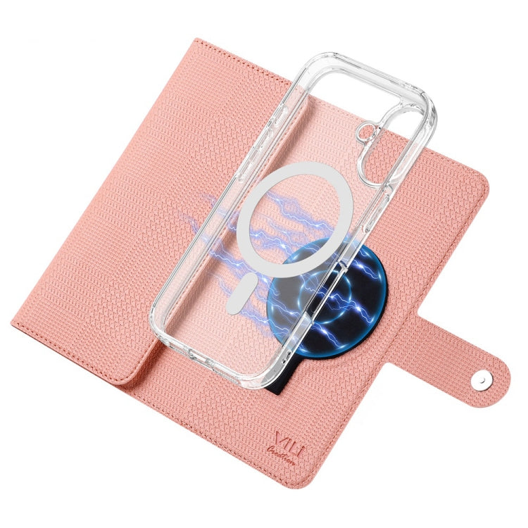 For iPhone 15 Plus ViLi GHA-C Series RFID MagSafe Magnetic Flip Leather Phone Case(Pink) - iPhone 15 Plus Cases by ViLi | Online Shopping UK | buy2fix