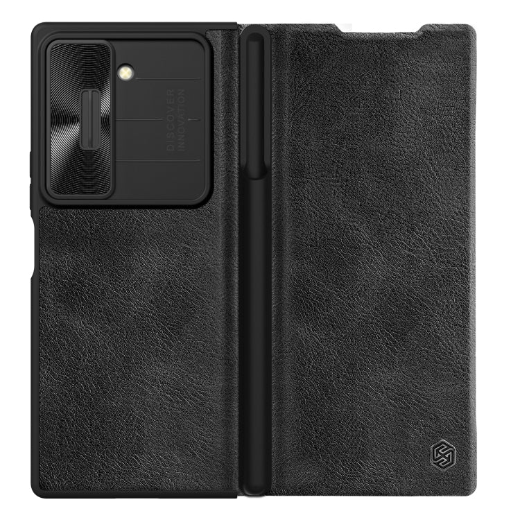 For Samsung Galaxy Z Fold6 5G NILLKIN QIN Series Pro Sliding Camera Cover Design Leather Phone Case(Black) - Galaxy Z Fold6 5G Cases by NILLKIN | Online Shopping UK | buy2fix