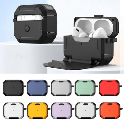 For AirPods 2 / 1 Phone Holder Design Earbuds Box Protective Case(Black) - For AirPods 1/2 by buy2fix | Online Shopping UK | buy2fix