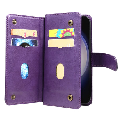 For Samsung Galaxy S25 / S24 5G Multi-Function Wallet 10 Card Slots Leather Phone Case(Violet) - Galaxy S25 5G Cases by buy2fix | Online Shopping UK | buy2fix