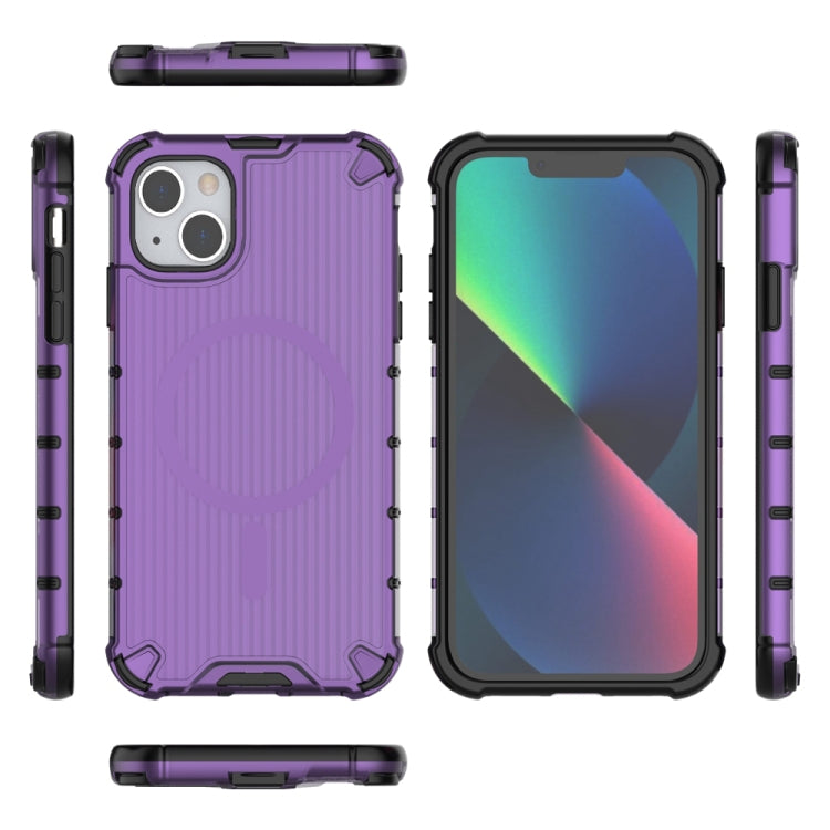 For iPhone 13 Grating Airbag Shockproof MagSafe Frosted Phone Case(Purple) - iPhone 13 Cases by buy2fix | Online Shopping UK | buy2fix