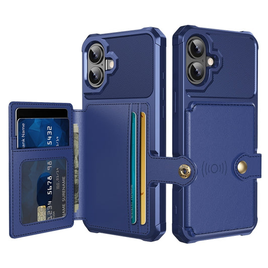 For iPhone 16 Magnetic Wallet Card Bag Leather Phone Case(Blue) - iPhone 16 Cases by buy2fix | Online Shopping UK | buy2fix