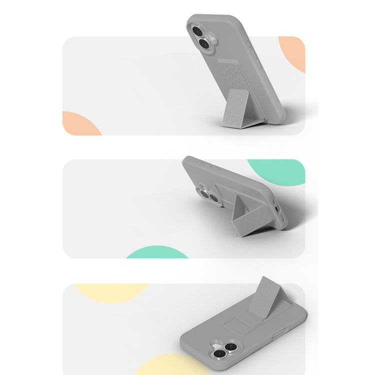 For iPhone 16 Liquid Silicone Holder Phone Case(Titanium Grey) - iPhone 16 Cases by buy2fix | Online Shopping UK | buy2fix