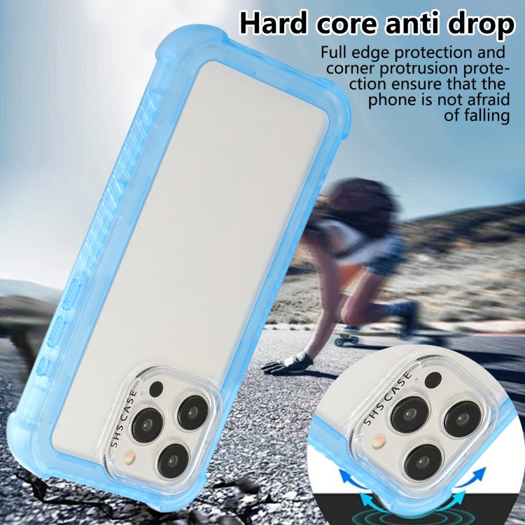 For iPhone 16 Pro Max Transparent Matte TPU Hybrid PC 3-in-1 Phone Case(Blue) - iPhone 16 Pro Max Cases by buy2fix | Online Shopping UK | buy2fix