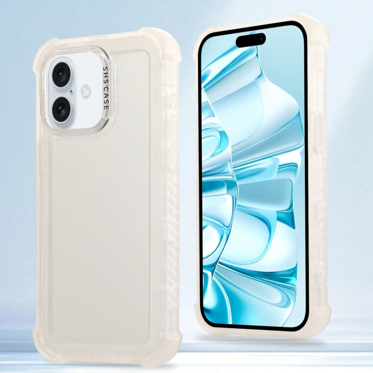 For iPhone 16 Plus Transparent Matte TPU Hybrid PC 3-in-1 Phone Case(White) - iPhone 16 Plus Cases by buy2fix | Online Shopping UK | buy2fix