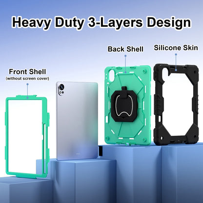 For Huawei MatePad Air 12 2024 Contrast Color Robot Silicone Hybrid PC Tablet Case(Black Mint Green) - Huawei by buy2fix | Online Shopping UK | buy2fix