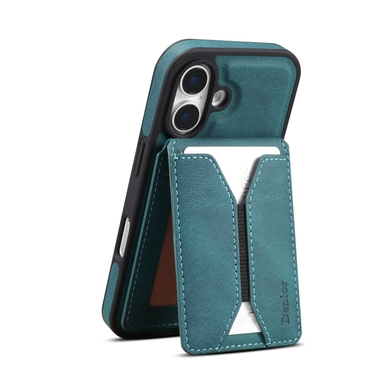 For iPhone 16 Plus Denior D17 Skin Feel MagSafe Detachable Card Slot Phone Case(Blue) - iPhone 16 Plus Cases by Denior | Online Shopping UK | buy2fix