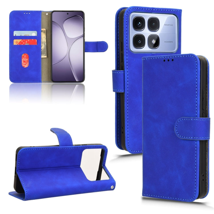 For Redmi K70 Ultra Skin Feel Magnetic Flip Leather Phone Case(Blue) - Xiaomi Cases by buy2fix | Online Shopping UK | buy2fix