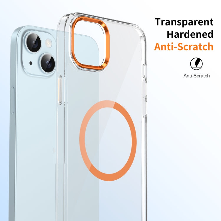 For iPhone 14 Plus / 15 Plus Ice Feel HD Transparent MagSafe PC Full Coverage Phone Case(Orange) - iPhone 14 Plus Cases by buy2fix | Online Shopping UK | buy2fix