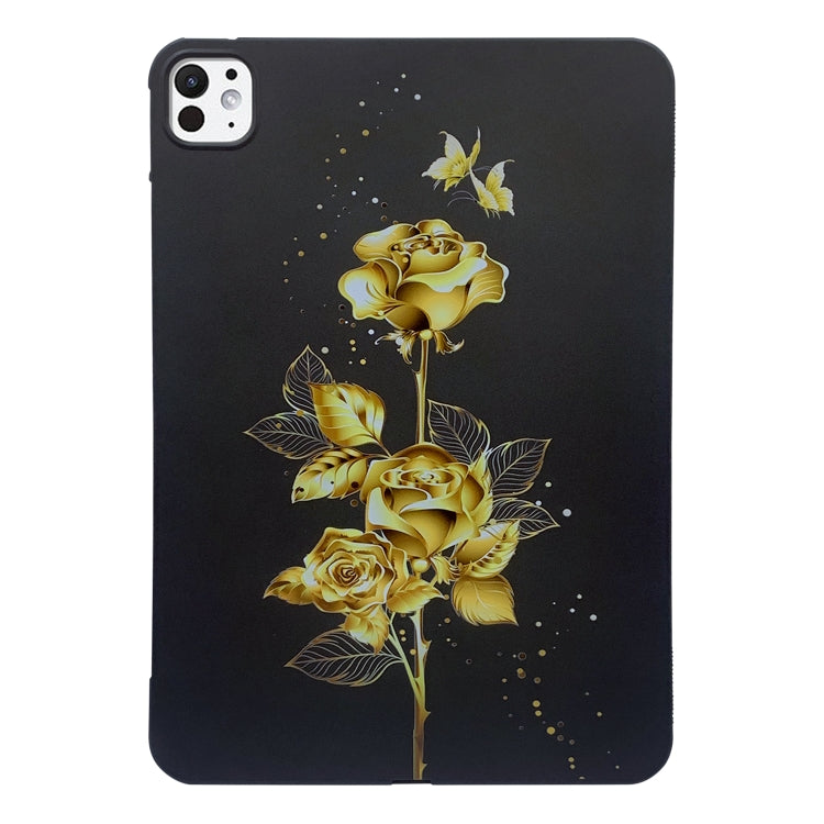 For iPad Pro 11 2024 Color Painting Pattern Smart Tablet TPU Case(Golden Rose) - iPad Pro 11 2024 Cases by buy2fix | Online Shopping UK | buy2fix