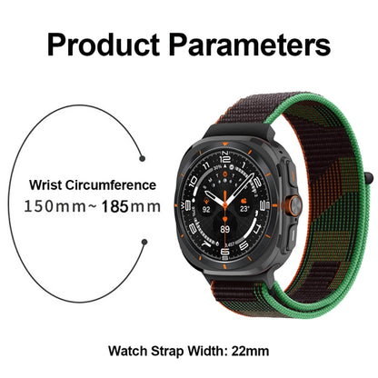 For Samsung Galaxy Watch Ultra 47mm Plastic Connector Nylon Loop Watch Band(Dark Green Orange) - Watch Bands by buy2fix | Online Shopping UK | buy2fix