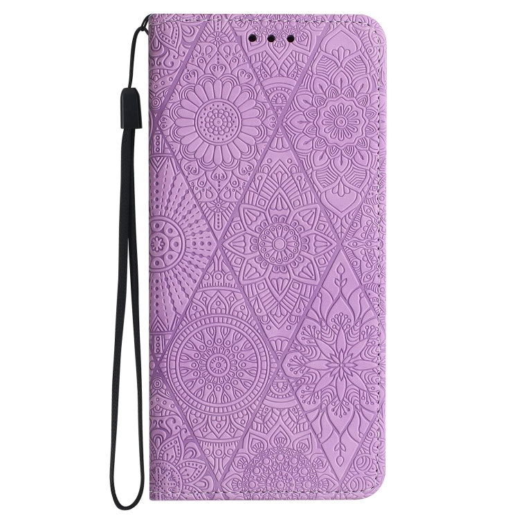 For Google Pixel 9 Pro XL Ethnic Embossed Adsorption Leather Phone Case(Purple) - Google Cases by buy2fix | Online Shopping UK | buy2fix