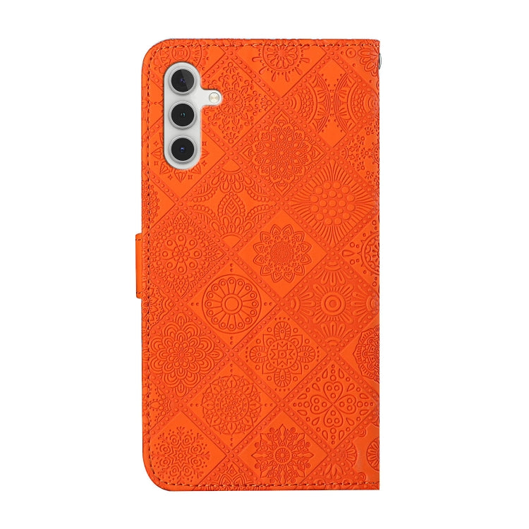 For Samsung Galaxy S25+ 5G Ethnic Style Embossed Pattern Leather Phone Case(Orange) - Galaxy S25+ 5G Cases by buy2fix | Online Shopping UK | buy2fix