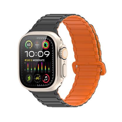 For Apple Watch Series 4 44mm DUX DUCIS KJ Series Magnetic Buckle Silicone Watch Band(Black Orange) - Watch Bands by DUX DUCIS | Online Shopping UK | buy2fix