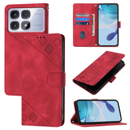 For Redmi K70 Ultra 5G Global Skin-feel Embossed Leather Phone Case(Red) - Xiaomi Cases by buy2fix | Online Shopping UK | buy2fix