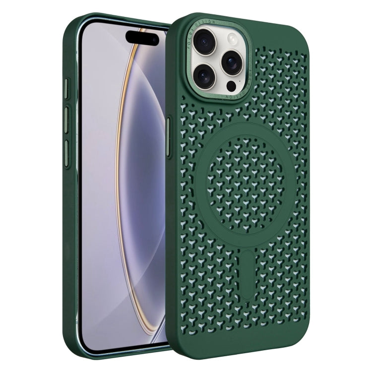 For iPhone 16 Pro Ice Feeling Cooling MagSafe Magnetic Phone Case(Dark Green) - iPhone 16 Pro Cases by buy2fix | Online Shopping UK | buy2fix