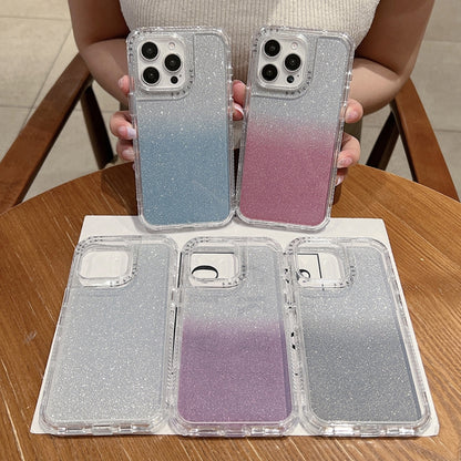 For iPhone 16 TPU + PC + Glitter Paper Full Coverage Phone Case(Blue) - iPhone 16 Cases by buy2fix | Online Shopping UK | buy2fix