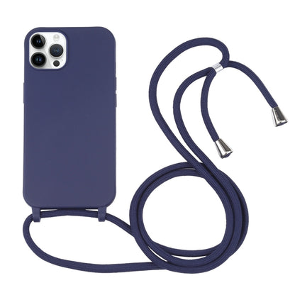 For iPhone 16 Pro Max Candy Colors TPU Protective Phone Case with Lanyard(Dark Blue) - iPhone 16 Pro Max Cases by buy2fix | Online Shopping UK | buy2fix