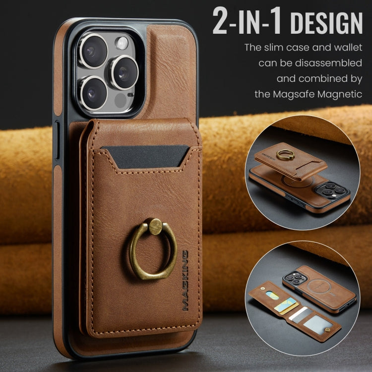 For iPhone 15 Pro Max DG.MING K1 MagSafe Detachable Wallet RFID Back Cover Phone Case(Brown) - iPhone 15 Pro Max Cases by DG.MING | Online Shopping UK | buy2fix