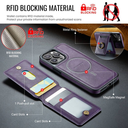 For iPhone 13 Pro Max DG.MING K1 MagSafe Detachable Wallet RFID Back Cover Phone Case(Purple) - iPhone 13 Pro Max Cases by DG.MING | Online Shopping UK | buy2fix