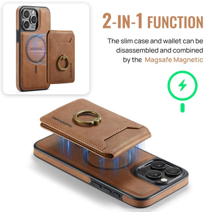 For iPhone 13 Pro DG.MING K1 MagSafe Detachable Wallet RFID Back Cover Phone Case(Brown) - iPhone 13 Pro Cases by DG.MING | Online Shopping UK | buy2fix