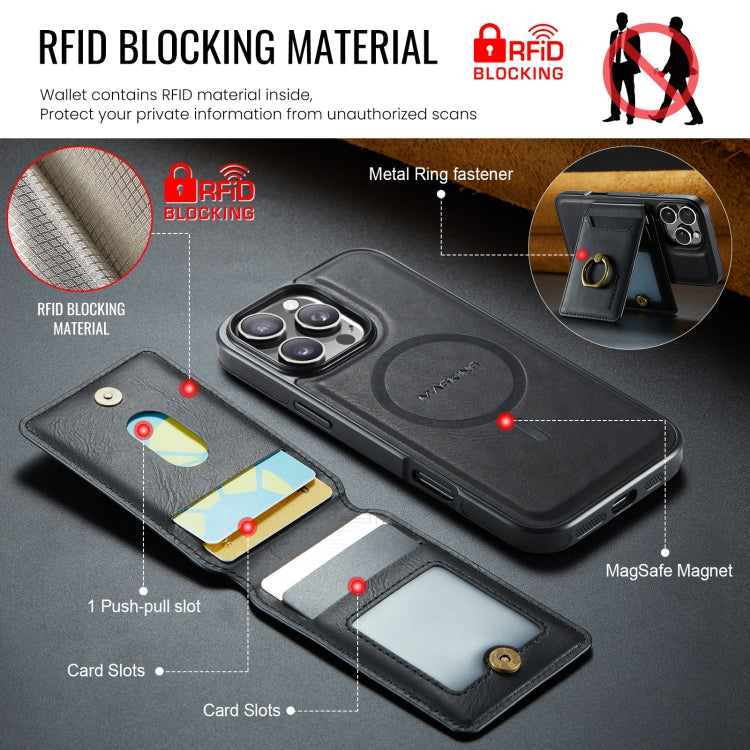 For iPhone 16 Pro Max DG.MING K1 MagSafe Detachable Wallet RFID Back Cover Phone Case(Black) - iPhone 16 Pro Max Cases by DG.MING | Online Shopping UK | buy2fix