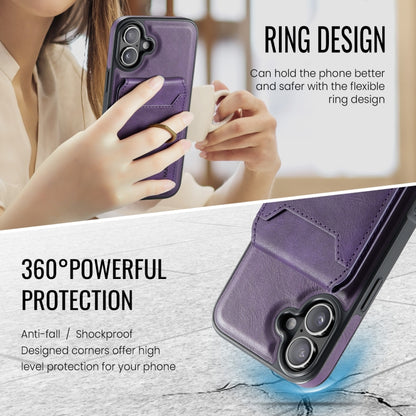 For iPhone 16 DG.MING K1 MagSafe Detachable Wallet RFID Back Cover Phone Case(Purple) - iPhone 16 Cases by DG.MING | Online Shopping UK | buy2fix