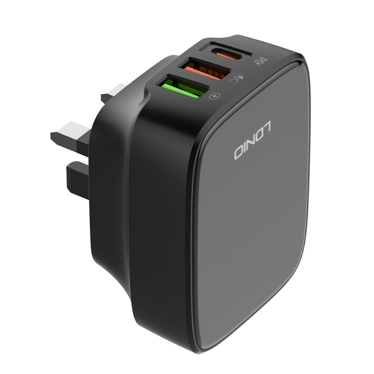 LDNIO Q334 32W Type-C + Dual USB Port Charger with 1m USB-C / Type-C to USB-C / Type-C Data Cable, Plug Type:UK Plug(Black) - USB Charger by LDNIO | Online Shopping UK | buy2fix