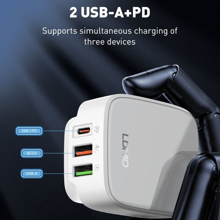 LDNIO Q334 32W Type-C + Dual USB Port Charger with 1m USB-C / Type-C to USB-C / Type-C Data Cable, Plug Type:US Plug(White) - USB Charger by LDNIO | Online Shopping UK | buy2fix