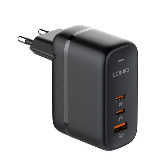 LDNIO Q366 65W USB + Dual Type-C Port Charger with 1m USB-C / Type-C to USB-C / Type-C Data Cable, Plug Type:EU Plug(Black) - USB Charger by LDNIO | Online Shopping UK | buy2fix